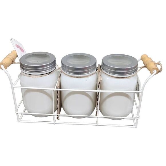 Rae Dunn Set of 3 Easter Candle Jars with Holder Rack Sept 4 2017 - Picture 4 of 7